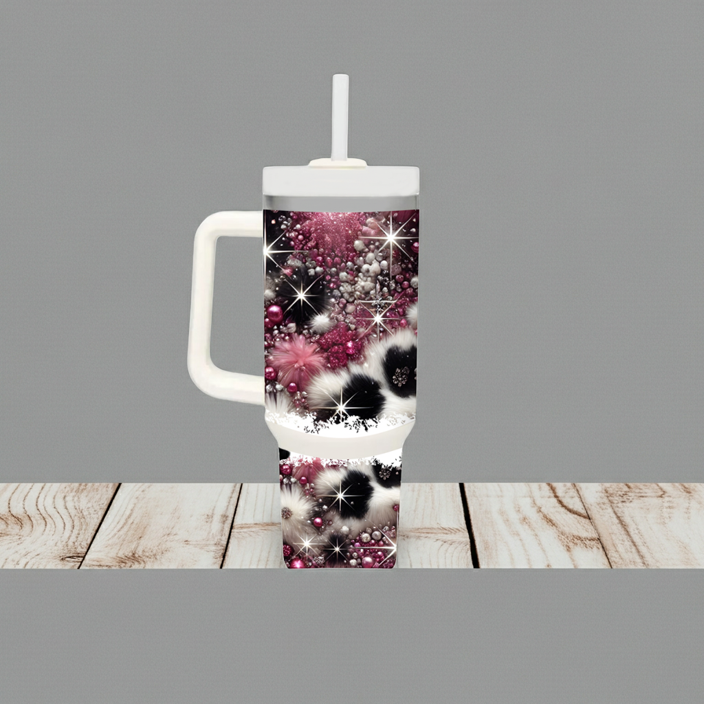Glam Luxe Winter Tumbler with Handle – Cozy Sparkle, Everyday Elegance