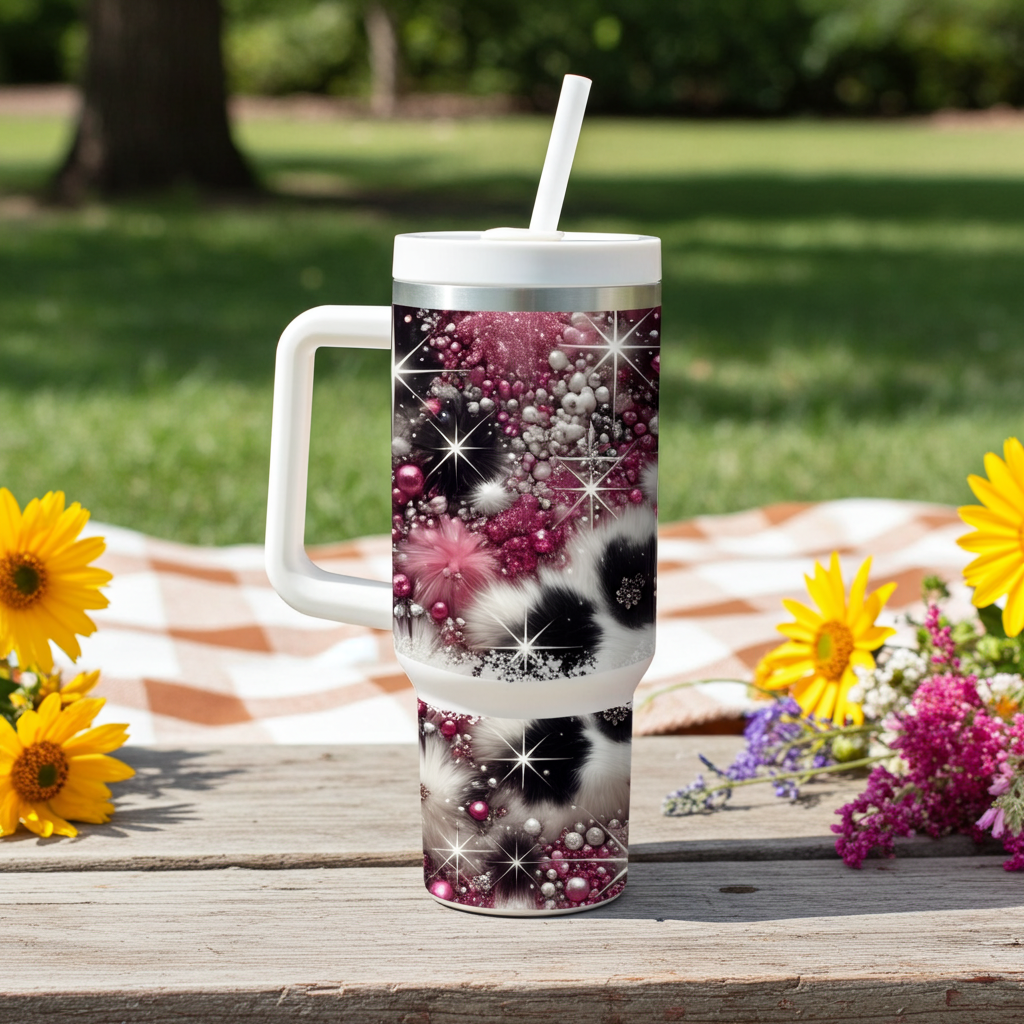 Glam Luxe Winter Tumbler with Handle – Cozy Sparkle, Everyday Elegance