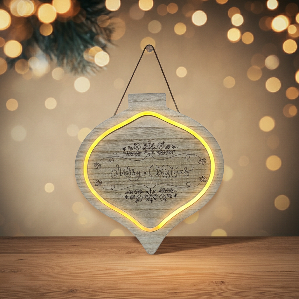🎄 Merry Christmas Lighted Wooden Door Sign