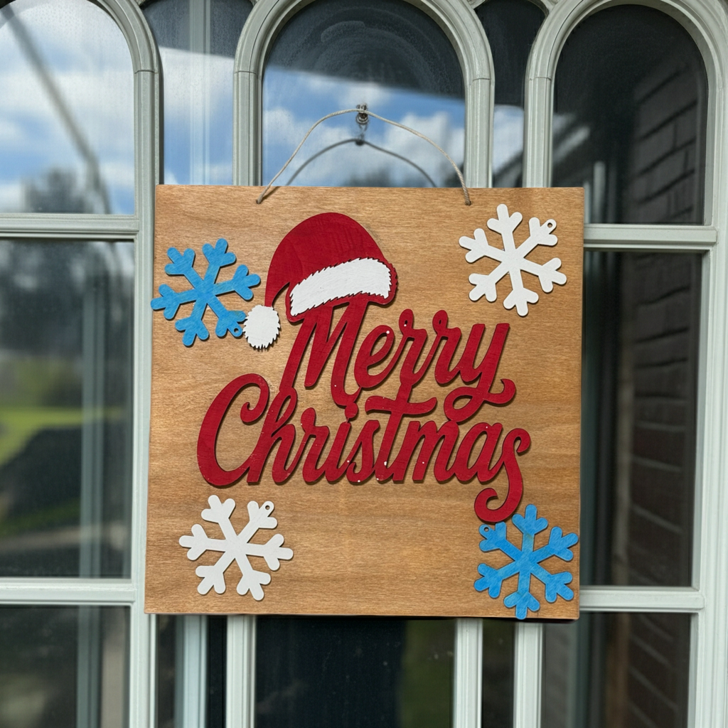 Merry Christmas Wooden Door Sign