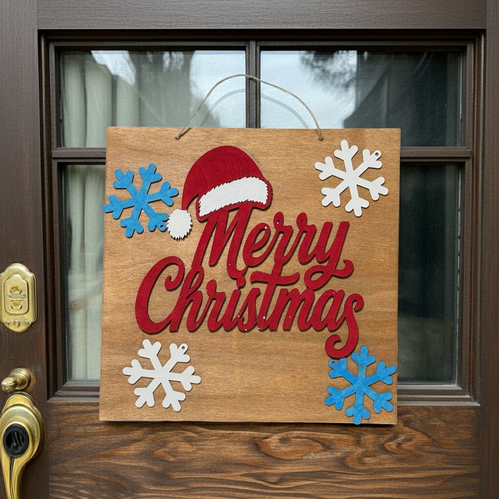 Merry Christmas Wooden Door Sign